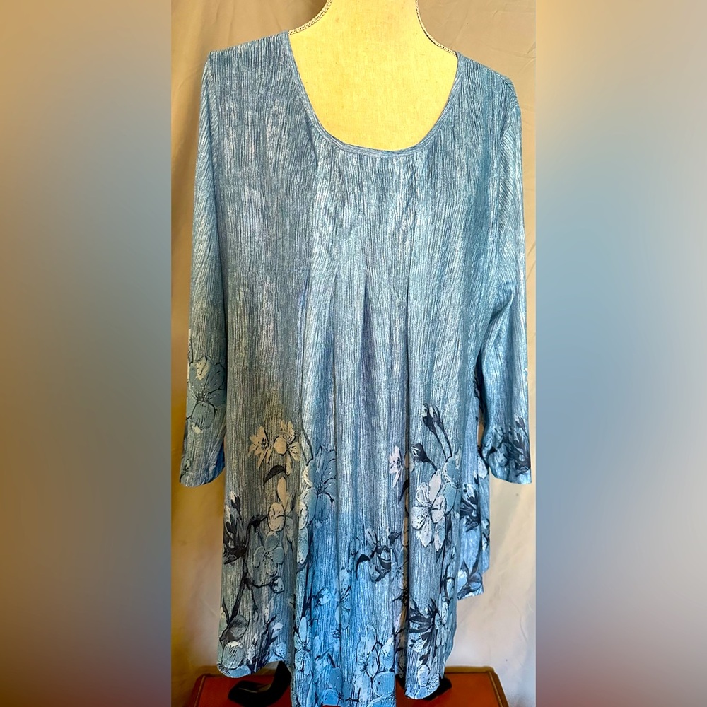 EUC Timeson XXL blue top in tunic style 3/4 sleeves comfortable and flowing